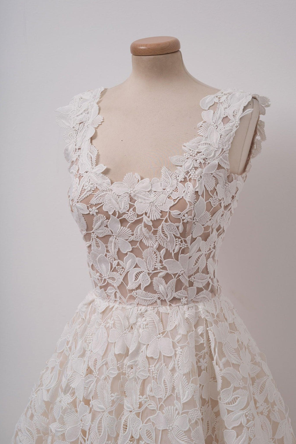 A-line Ivory Lace Homecoming Dresses Square Neck Short Prom Dress