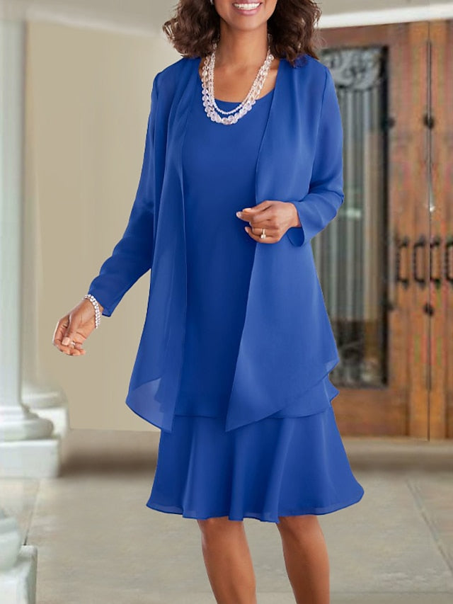 Knee Length Mother Of The Bride A Line Princess Scoop Dress