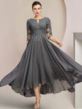 Scoop Neck Tea Length A Line Mother Of The Bride Dress