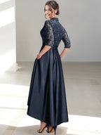 V Neck Tea Length Sheath Dresses For Mother Of The Bride Elegant