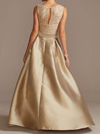 Asymmetrical A Line Sleeveless Mother Of The Bride Dress Jewel Neck Pleats
