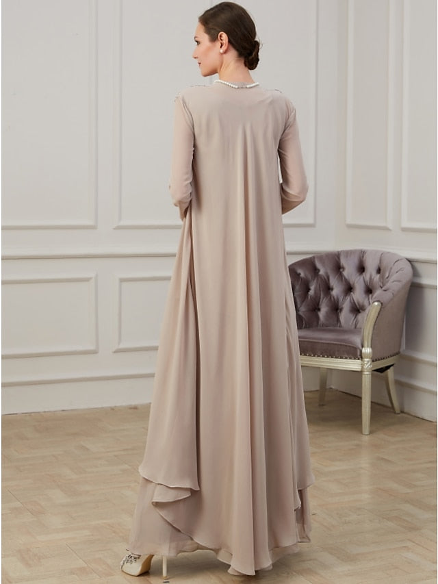 Floor Length V Neck A Line Princess Gown For Mother Of The Bride