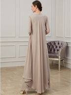 Floor Length V Neck A Line Princess Gown For Mother Of The Bride