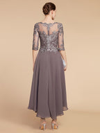 Asymmetrical Scoop Neck A Line Mother of the Bride Princess Dress