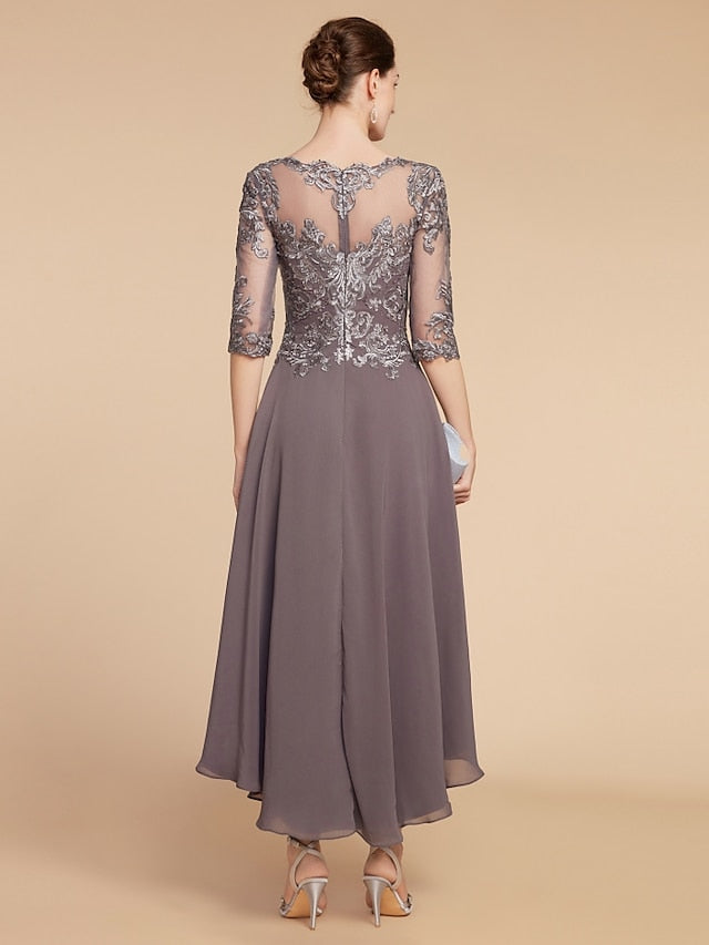 Asymmetrical Scoop Neck A Line Mother of the Bride Princess Dress