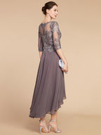 Asymmetrical Scoop Neck A Line Mother of the Bride Princess Dress