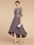 Asymmetrical Scoop Neck A Line Mother of the Bride Princess Dress