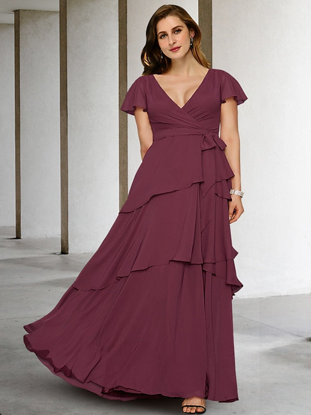 A-Line/Princess V-Neck Floor-Length Mother of the Bride Dresses