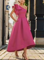 One Shoulder Asymmetrical Princess Dress Mother Of The Bride Sleeveless Ruffles