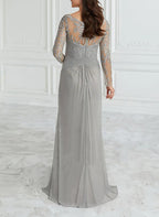 V Neck A Line Floor Length Mother Of The Bride Dress With Lace Ruffle