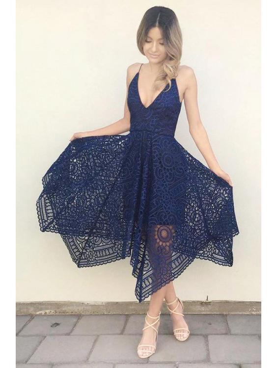 Abito a linea A con scollo a V, pizzo rosa perla, damigella/del ballo/della festa di fine anno BD053