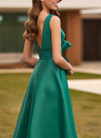 Mother Of The Bride Princess Dress V Neck Sleeveless A Line With Side Split