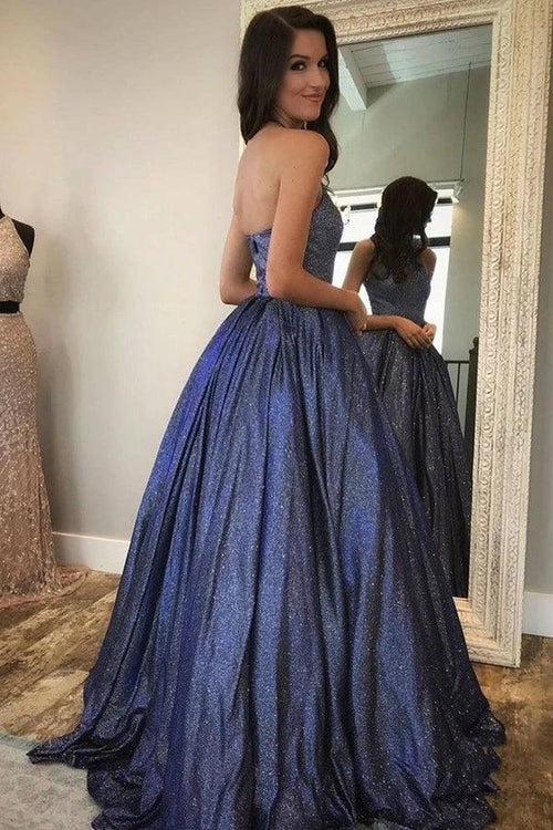 Robe longue de bal à col licou scintillante en ligne A Robe formelle mignonne