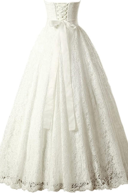 Vestidos de novia elegantes de corte A con escote en forma de corazón y sin tirantes