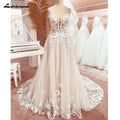 Custom Sweetheart A Line Wedding Dress With Glitter Lace Applique