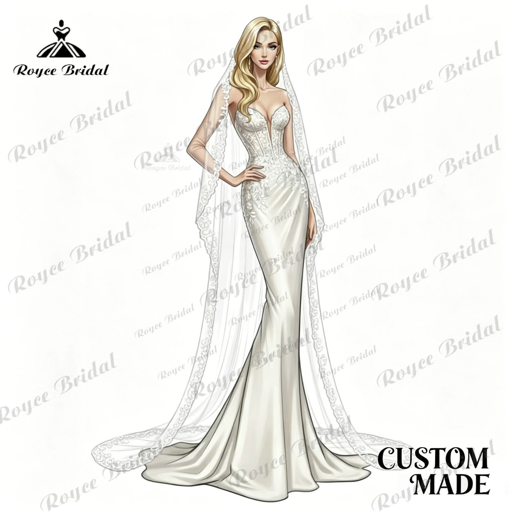 Deep V Cap Sleeve A Line Tulle Wedding Dress Floral Lace Appliques Front Slit Corset Lace Up Back Boho Bridal Gown Customized