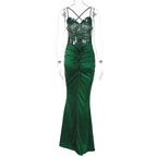 Abito da sera verde smeraldo a sirena, abito da sera seducente Y1829