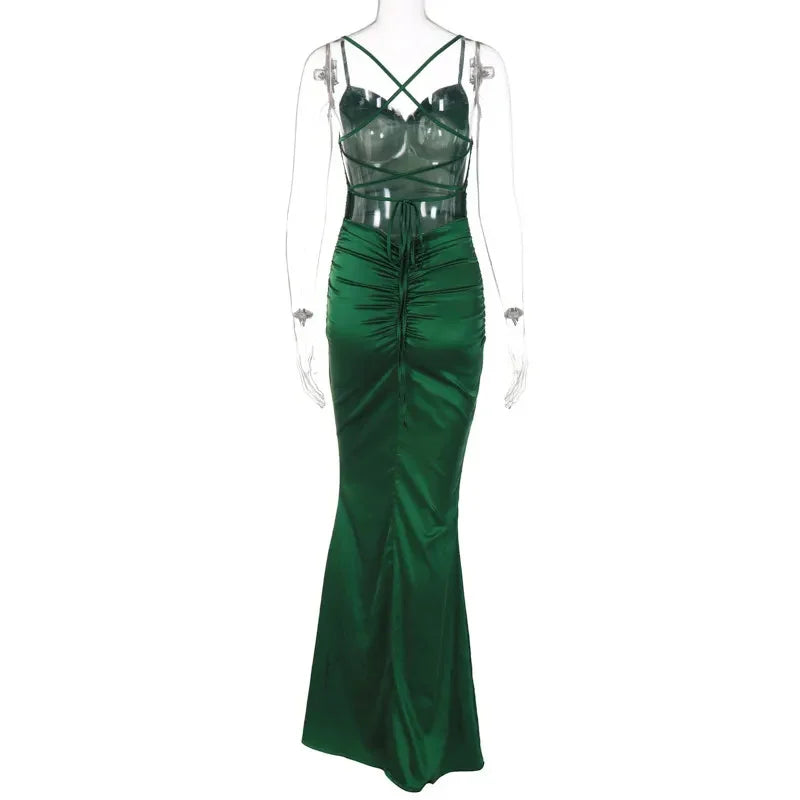 Vestido de Baile Sereia Verde Esmeralda, Vestido de Noite Sedutor Y1829