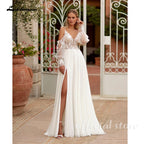 Lakshmigown Custom Spaghetti Strap Chiffon Boho Beach Wedding Dress