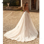 Customized A Line Spaghetti Strap Sweetheart Flowers Applique Wedding Gown