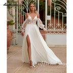 Lakshmigown Custom Spaghetti Strap Chiffon Boho Beach Wedding Dress