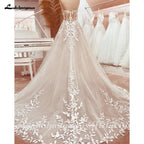 Custom Sweetheart A Line Wedding Dress With Glitter Lace Applique