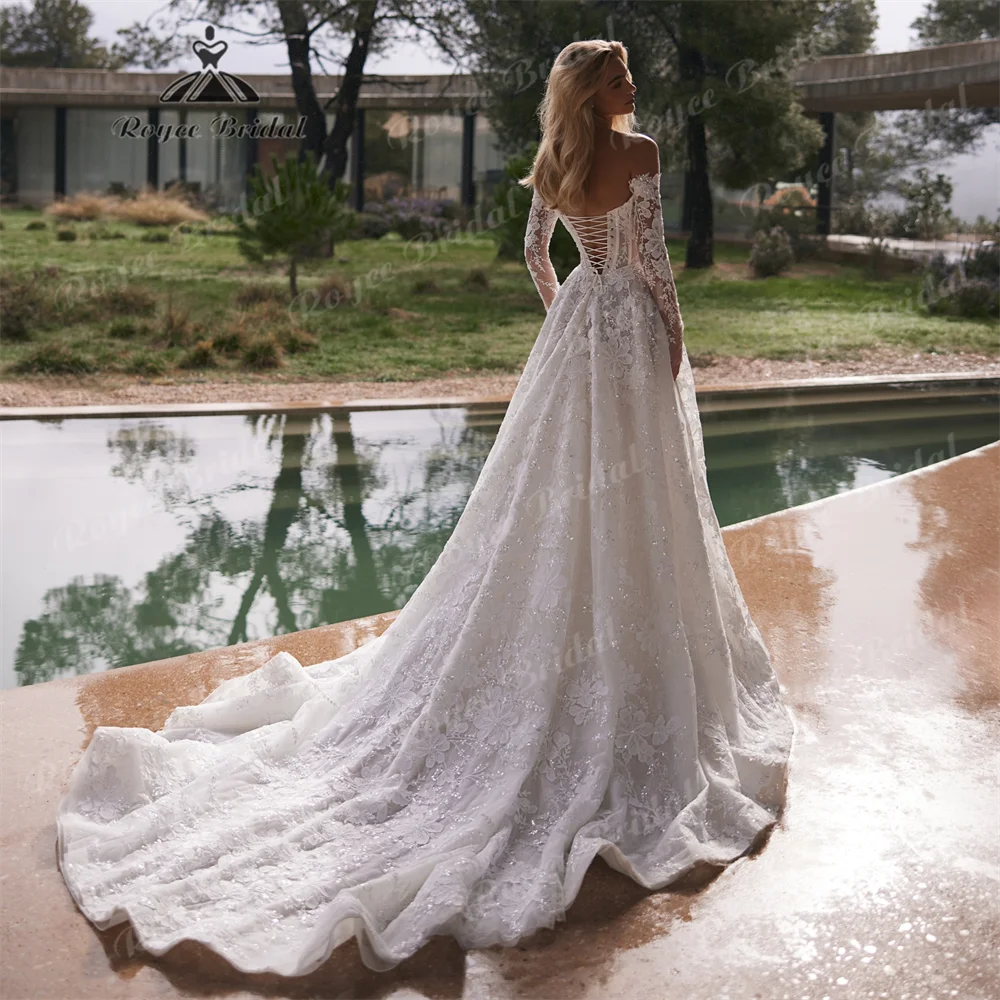 RoyceBridal Custom Sweetheart A Line Wedding Dress Tulle Court Train