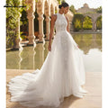 Custom Lace Mermaid Wedding Dress Tulle Detachable Train Halter Backless Gown