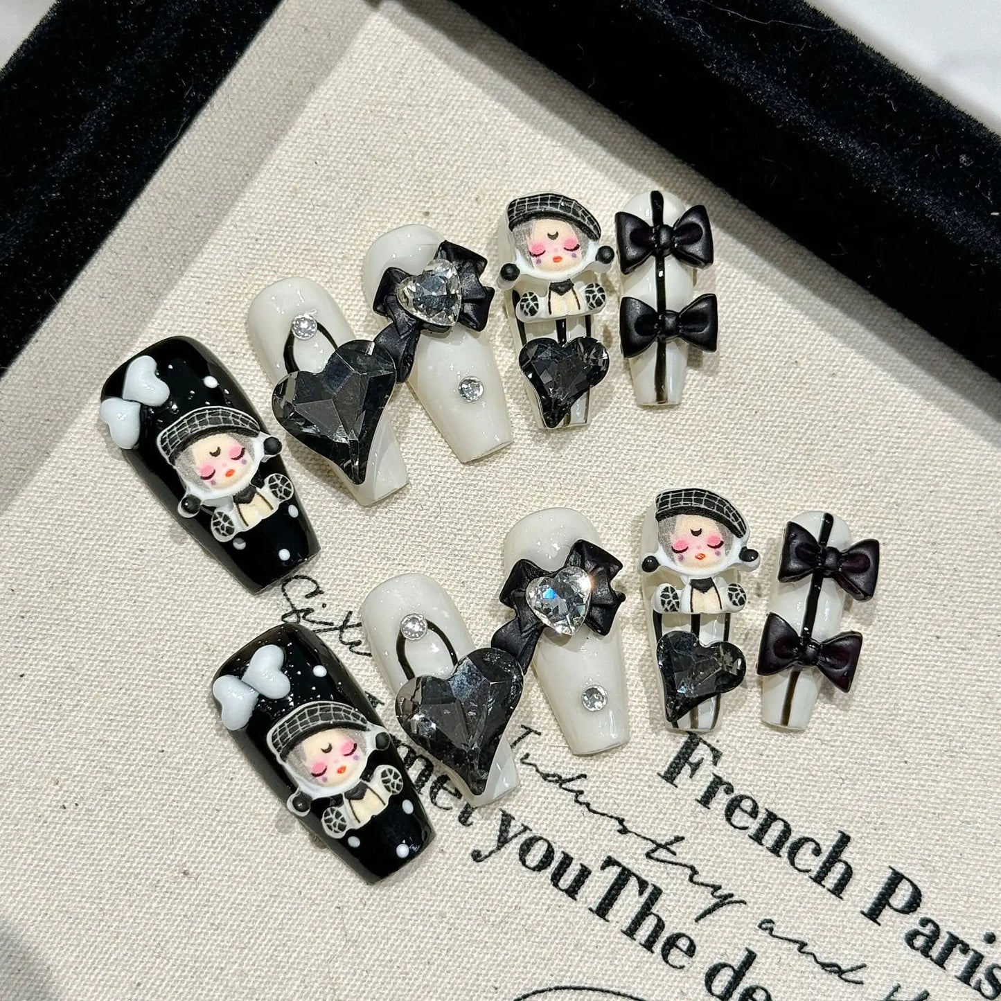 Handmade Artificial Long French 3d Painting Press on Nails