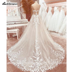 Custom Sweetheart A Line Wedding Dress With Glitter Lace Applique