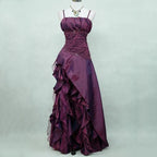 Vestido de Noite Vintage Msikoods 2026 com Aplicações de Renda, Bordados de Contas, Vestido de Baile de Gala de Luxo, Pregas Drapeadas Boho, Vestido de Festa Personalizado