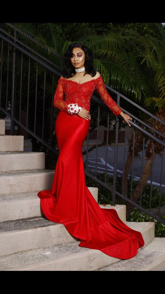 Vestido de Baile Elegante Vermelho Cauda de Sereia Vestido de Noite Vermelho Y5694