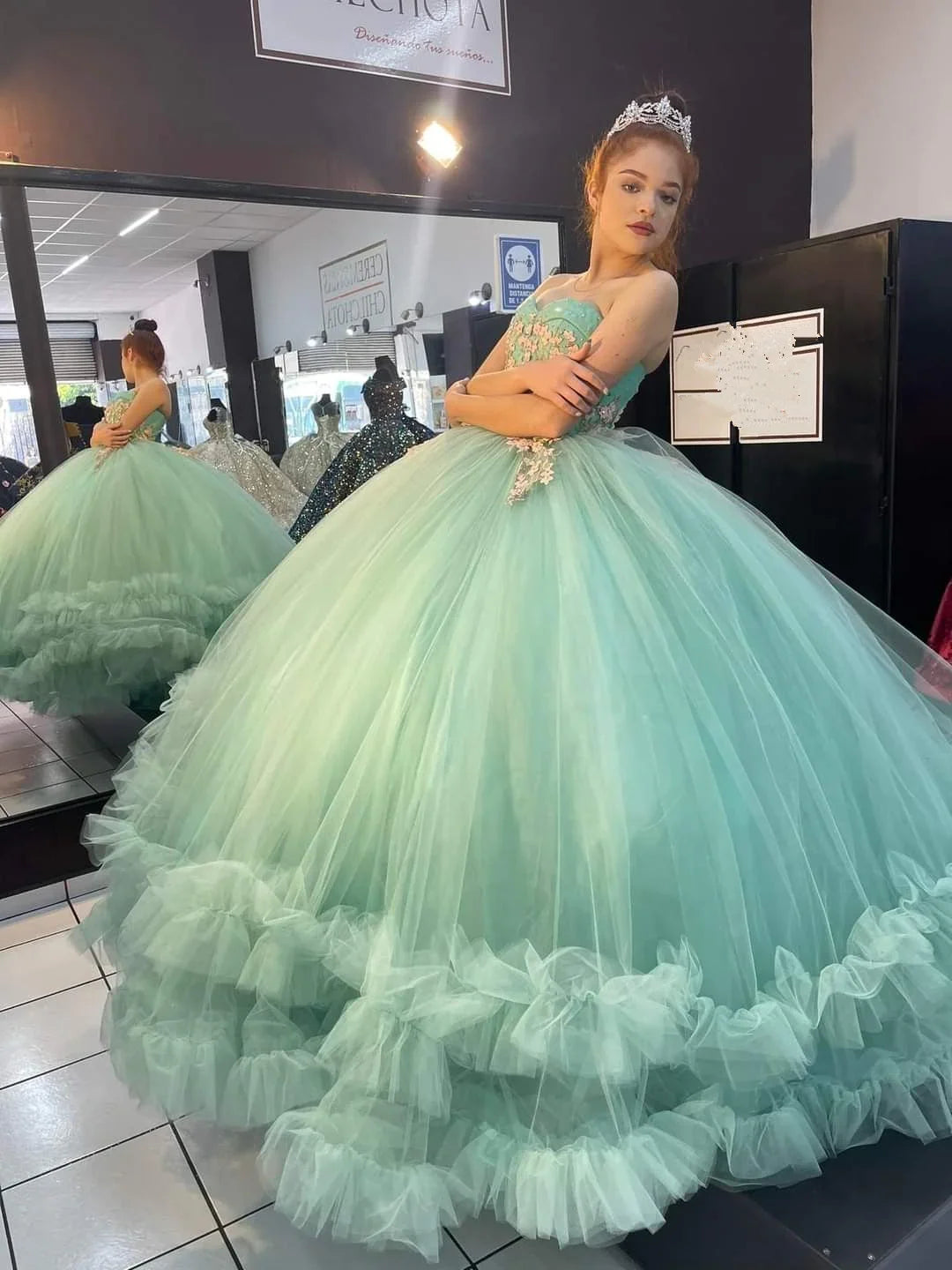 Robe de bal en tulle sans bretelles, robe de seize ans, robe de princesse, Y2459