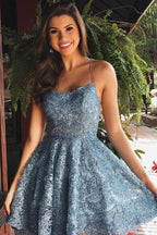 A Line Lace Spaghetti Straps Homecoming Dresses, Graduation Dress