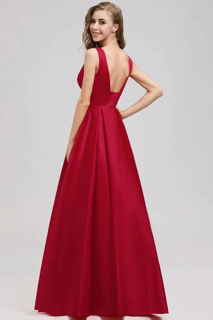 Vestido Formal de Festa de Noite com Decote em V Profundo SYP7