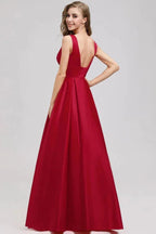 Vestido Formal de Festa de Noite com Decote em V Profundo SYP7