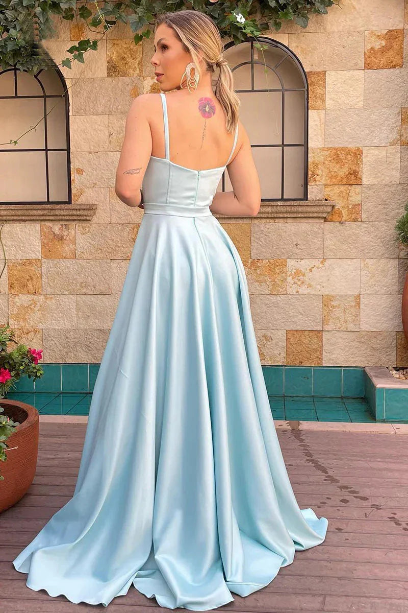 Vestido Comprido de Damas de Honra com Alças Finas, Decote Coração e Franzidos BD110
