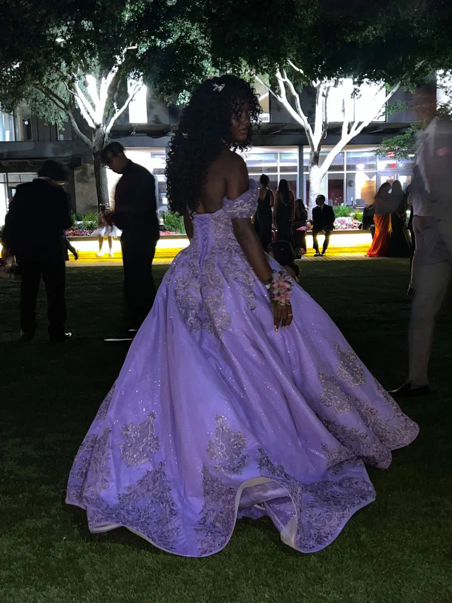 Splendido abito da ballo viola con scollo a barca, vestito per sedicesimo compleanno, abito da principessa per festa Y4799