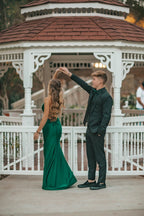 Robe de bal verte élégante sirène à dos lacé Robe de soirée verte Y5449