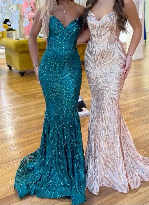 Vestido de Noite Comprido com Alças Finas Estilo Sereia para Baile Y7886