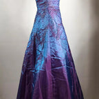 Splendido abito da sera viola con perline a linea ad A, spalline sottili, vestito da festa e ballo Y7955