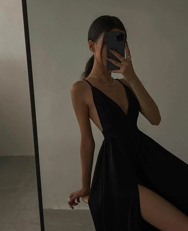 vestido longo preto elegante para baile vestido de noite Y52