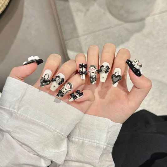 Handmade Artificial Long French 3d Painting Press on Nails