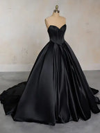 Customized Off Shoulder Crepe Satin A Line Floor Length Wedding Dress