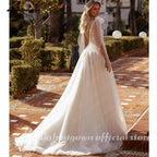 Custom Plus Size Split Wedding Dress With Lace Appliques Deep V Neck Bridal