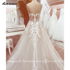 Custom Sweetheart A Line Wedding Dress With Glitter Lace Applique