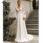Lakshmigown Customized A Line Chiffon Wedding Dress V Neck Gown