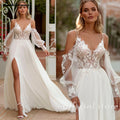 Lakshmigown Custom Spaghetti Strap Chiffon Boho Beach Wedding Dress
