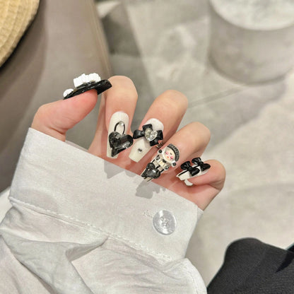 Handmade Artificial Long French 3d Painting Press on Nails