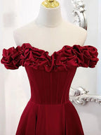 Robe de bal longue en satin à épaules dénudées coupe en A Robe de soirée en satin Y6340